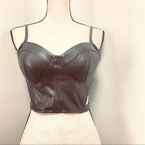 NWOT Hesperus  Faux  Leather  Top.  Brown.  Sz M.